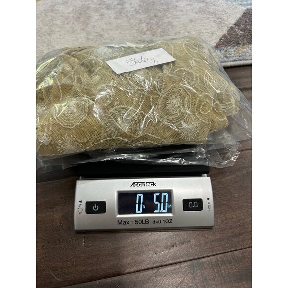 Blue Bird Sheer Beige Embroidered Lace Tunic Top V Neck Short Sleeves Size L - Picture 11 of 11